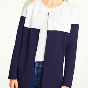 Ann Taylor Color Block Long Cardigan Sweater Coat